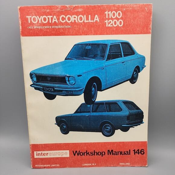 Intereurope Workshop Manual 146 Toyota Corolla 1100 1200 Printed 1970 Rare - Picture 1 of 16